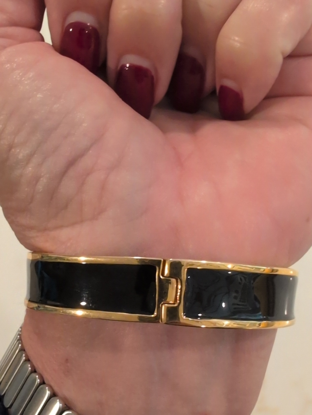 Kate Spade Gold-Tone Bangle Bracelet with Black Enamel. - Picture 4 of 5